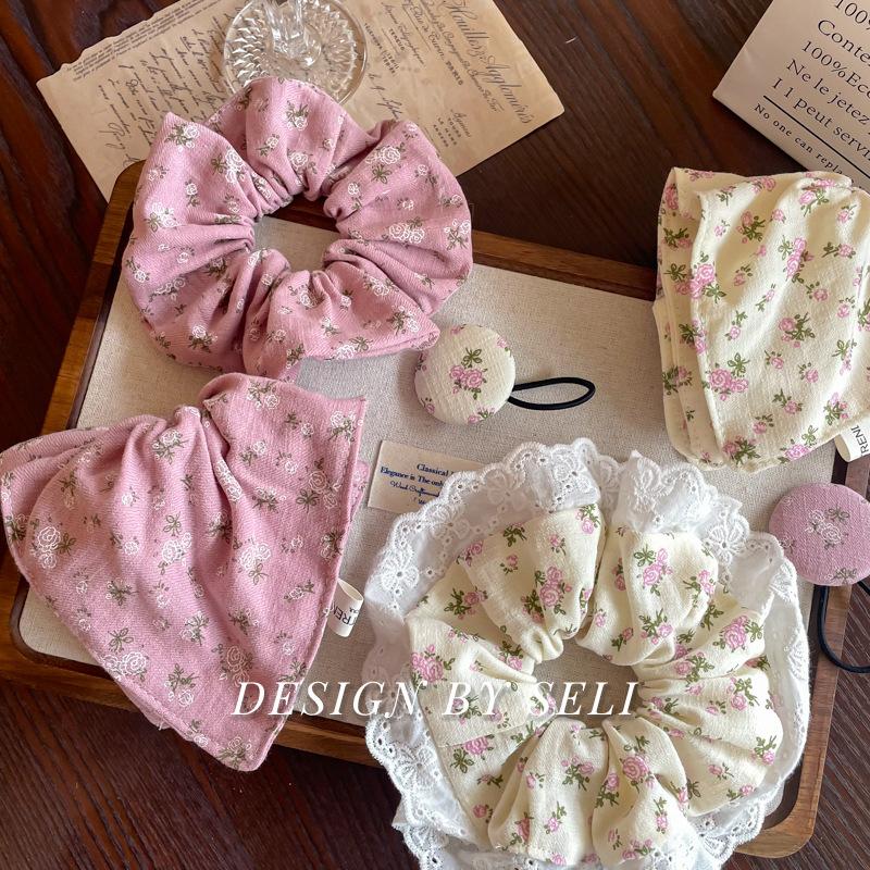 French Floral Vintage Palace Style Scrunchie Ballet College Simple