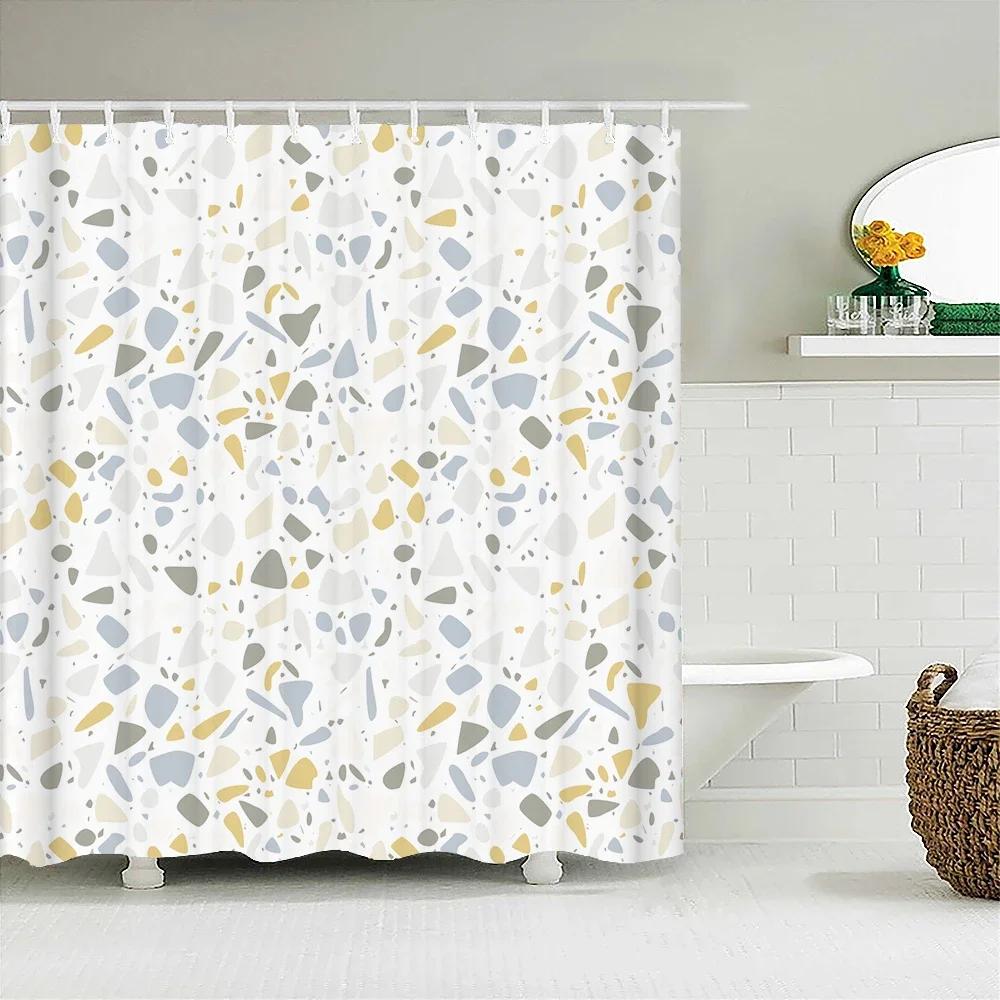 Modern Simple Mosaic Shower Curtain Waterproof Bath Curtains with 12 Hooks for Bathroom Home Decoration Polyester Fabric Screen