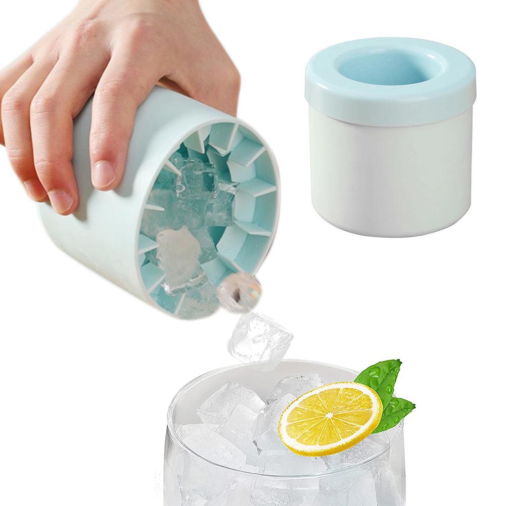 Silicone Ice Bucket Cup Mold Press Type Easy-Release Cylinder Ice Lattice Mold Quickly Freeze Ice Maker Box for Whiskey Beer