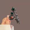 Elegant Tulip Metal Hair Claw Clip Luxury Crystal Rhinestone Medium Shark Clamp Half Tie Hair Accessories