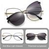 Magnet Clip On Sunglasses Fashion Anti Blue Light Eyewear Women Luxury Brand Metal Oval Frame 2 In 1 Eyeglasses