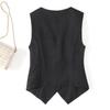Fashion Summer Sleeveless Women Vest Thin Slim Fit V-neck Short Suit Tank Tops Loose Office Solid Color Irregular Shirts Elegant Waistcoat Short Coats