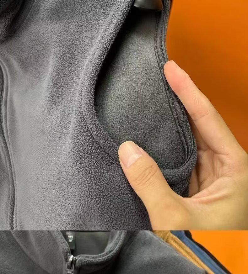 Men's Thick Berber Fleece Zipper Vest with Stand-Up Collar for Autumn/Winter
