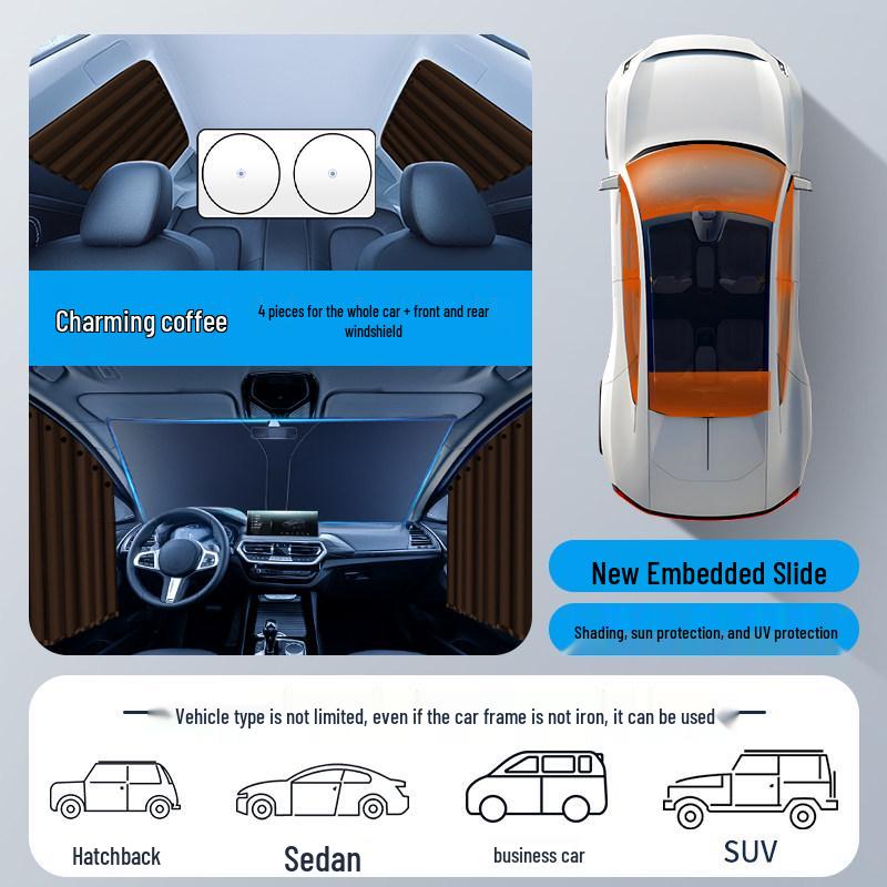 Car Sunshade Curtains - Baby & Infant Protection, Track-Type Privacy Sun Block for Vehicle Interiors