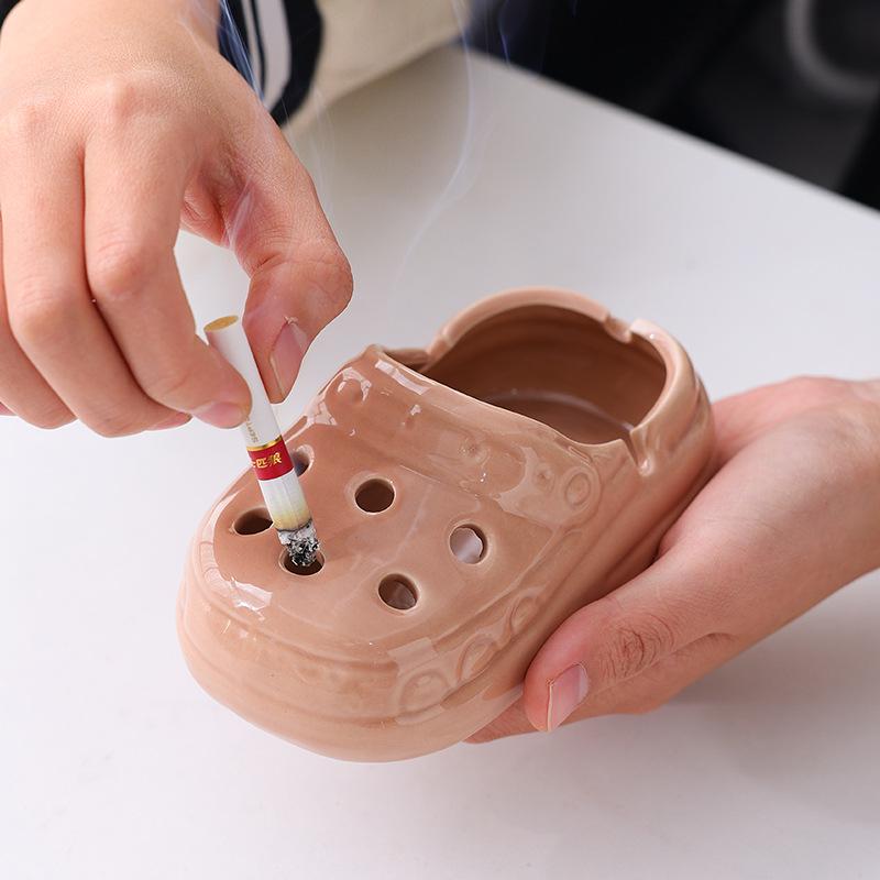 Ceramic Shoe Slipper Ashtray for Home, Office, or Hotel Decor