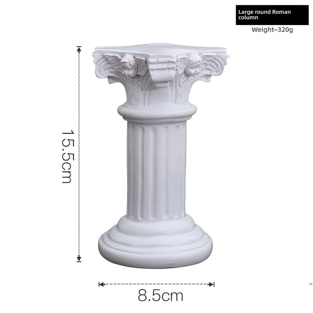Nordic Roman Column Decor with Angel Wings - Resin Photography Props for Wedding, Vintage Shelf Ornament Minimalist Sculpture