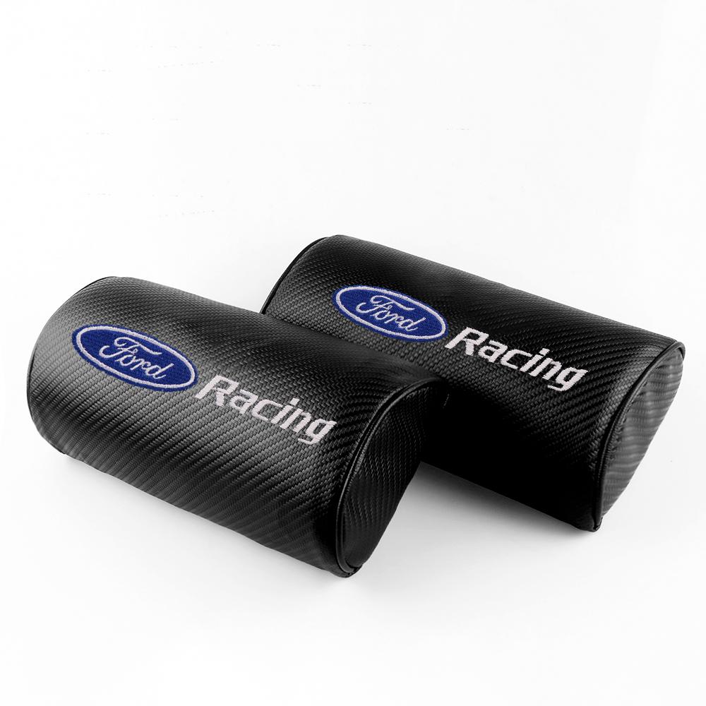 Car Carbon Fiber Headrest Seat Pillow For Ford ST Fiesta Focus Mk2 3 4 Edition Mondeo Fusion Ecosport Head Support Protector Pad