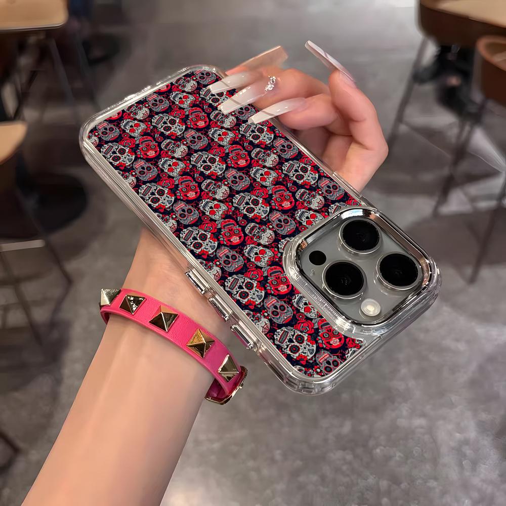 Gothic Patterns Raven Skulls Phone Case For IPhone 17 Air 16 15 14 13 12 11 Pro Pro Max Plus Transparent Soft Cover
