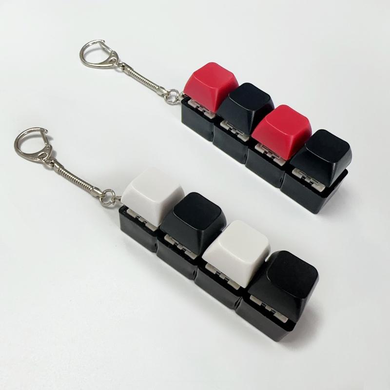 4Keys Keyboard Key Irritability Toy, Finger Pressure Relief Button, Adult Offi Stress-relieving and Calming Key Chain Gift