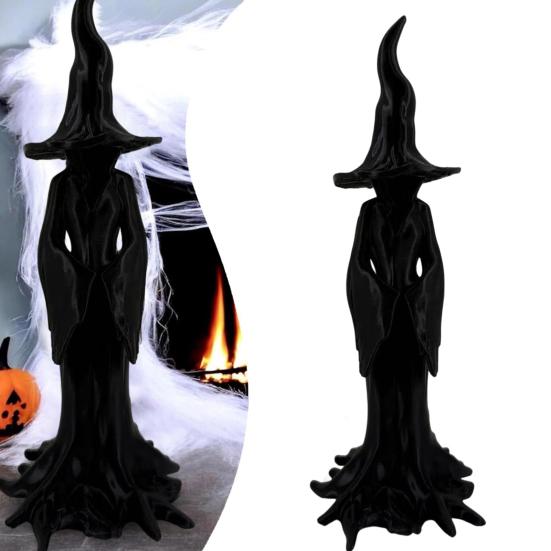 Halloween Enchanting Witch Statue 3D Printed Tree Root Black Witch Figurine Sculpture