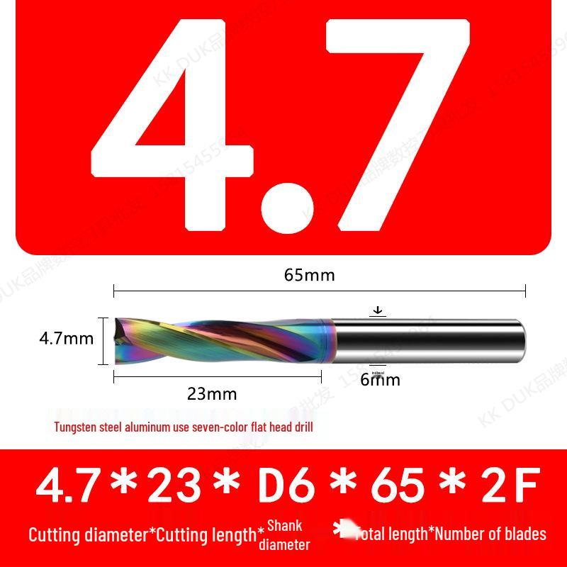 Tungsten Steel Flat Head Drill Bit for Aluminum, 180°, 4.1-6.0mm (0.1mm Intervals)