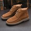 Men's Martin Boots 2024 Autumn/winter New British Style Easy To Tie Top Layer Cowhide Thick Sole Casual Mid Top Short Boots