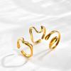 Minimalist Geometric Stainless Steel Ring for Women Wavy Water Drop Rings Gold Plated Daily Jewelry Gift