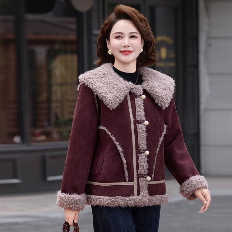Mom Winter Clothing Fur Integrated Jacket Warm New Middle-aged Women's Clothing Fashion Thickened Thermal Top Women