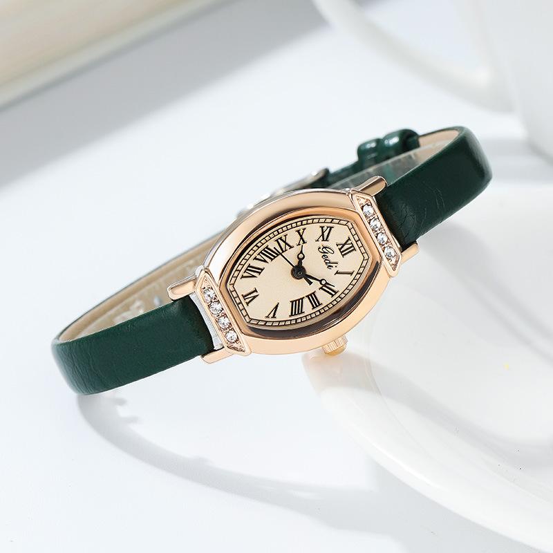 Women'S Vintage Tonneau Shell Quartz Watch, Student Niche, Roman Literary Temperament, Old Watch