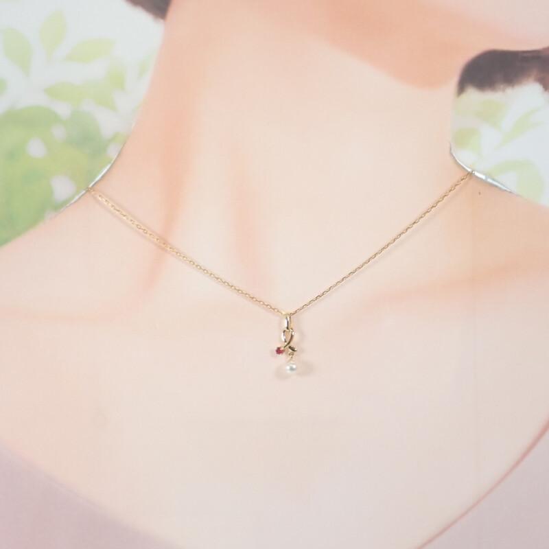 MIKIMOTO Náhrdelník K18 žluté zlato/Rubín Dámský