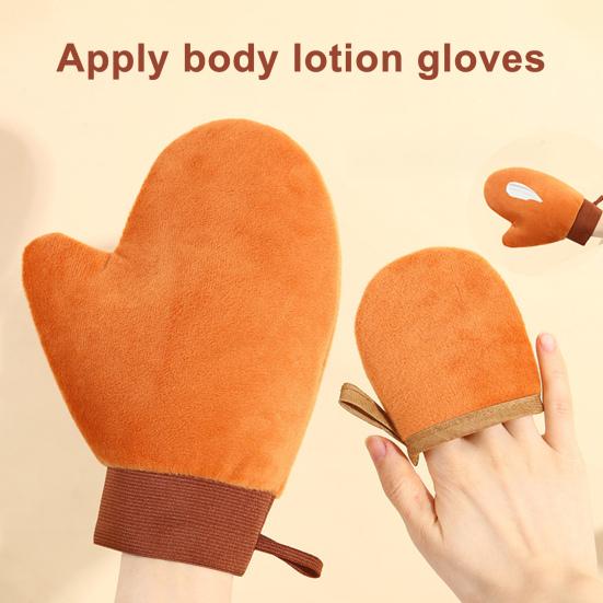 2Pcs/Set Body Lotion Gloves Self-Drying Design Non-Stick Quick-Drying Reusable Flocking Material Apply Lotion Body Care Gloves
