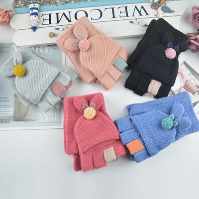 New Women's Half-finger Flip Gloves Winter Outdoor Riding Student Writing Half-finger Gloves Ball