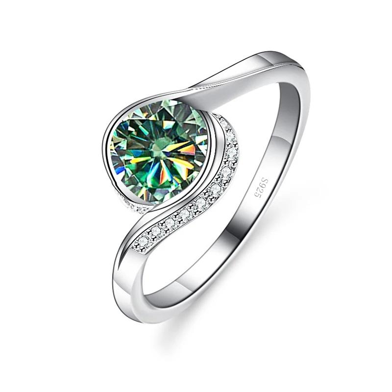Bague Ringen S925 Pure Inlaid 1ct D Color Moissanite Roundabout Bag Series Women's Simple Closed Ring