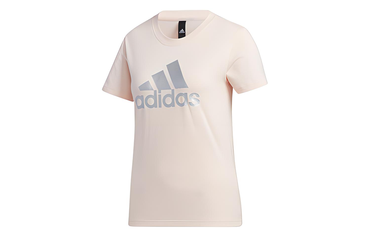 

Adidas T Shirts Women s Pink Crew Neck Moderate Straight Fit GK8721 S