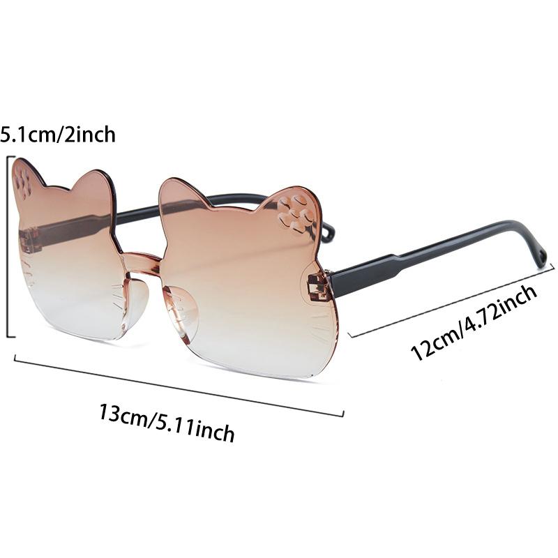 Cute Kitten Shaped Sunglasses for Children New Rimless Multi-color Decor Shades Trendy Design Gradient Kids Sun Glasses