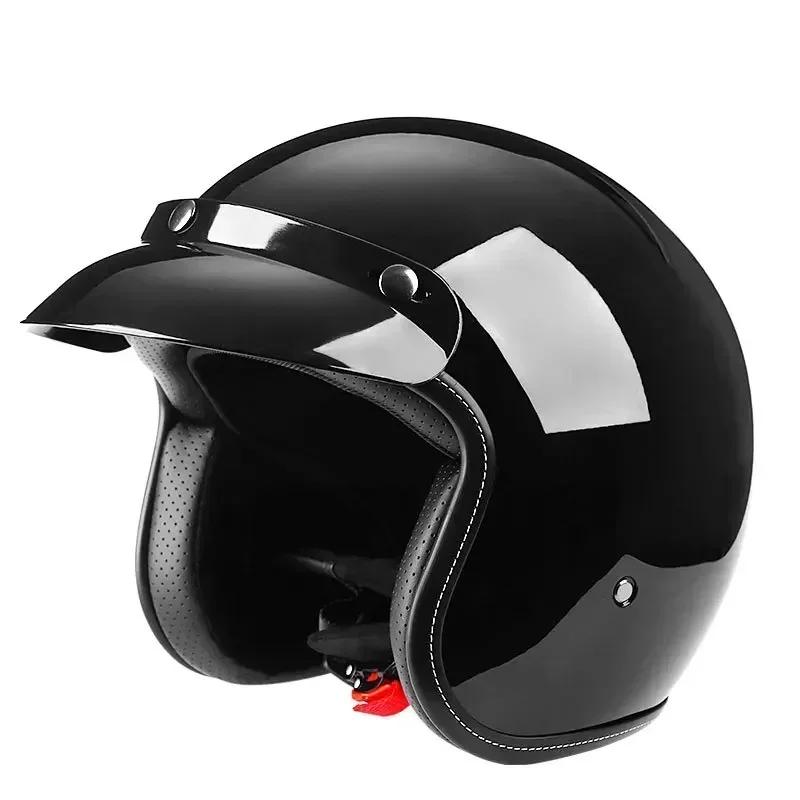 High Quality Motorcycle Helmet  Open Face 3/4 Vintage Helmets Retro Motor Cafe Racer Chopper Capacete Casco Moto DOT Approved