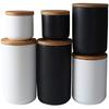 MilkyWay Food Storage Jar Strong Ceramic Storage Canisters with Airtight Seal Bamboo Lid Modern Design Seal Damp-Proof Kitchen Jar for Coffee, Tea,