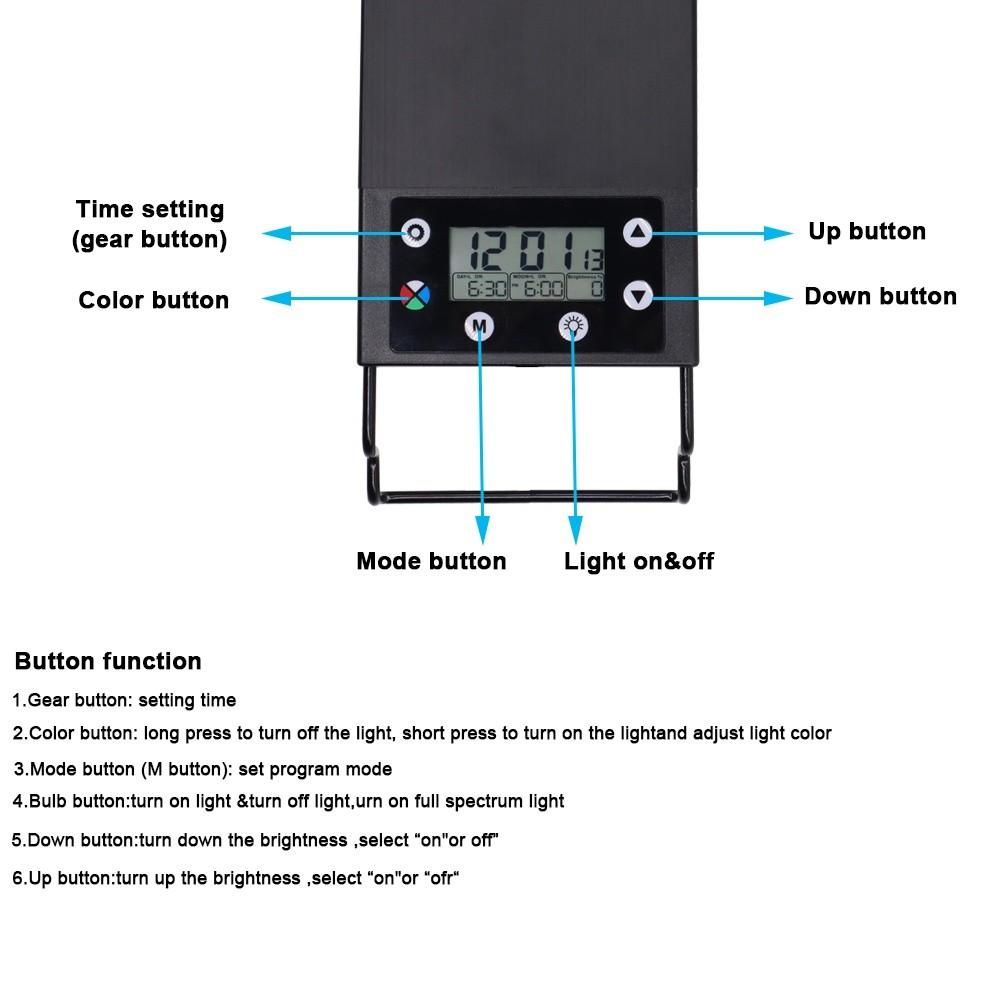 30-60cm Fish Tank Aquarium Light 24/7 Full Spectrum Lighting LED Light Aquarium Decoration Aquatic Plant Growth Lamp