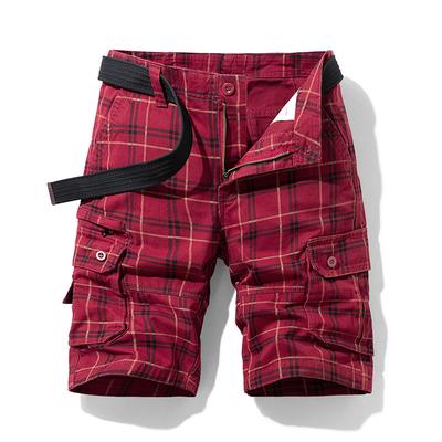 Sommer Baumwolle Herren Shorts Casual Sport Arbeitskleidung Fünf-Punkt-Hose Plaid Slim Multi-Pocket-Hose
