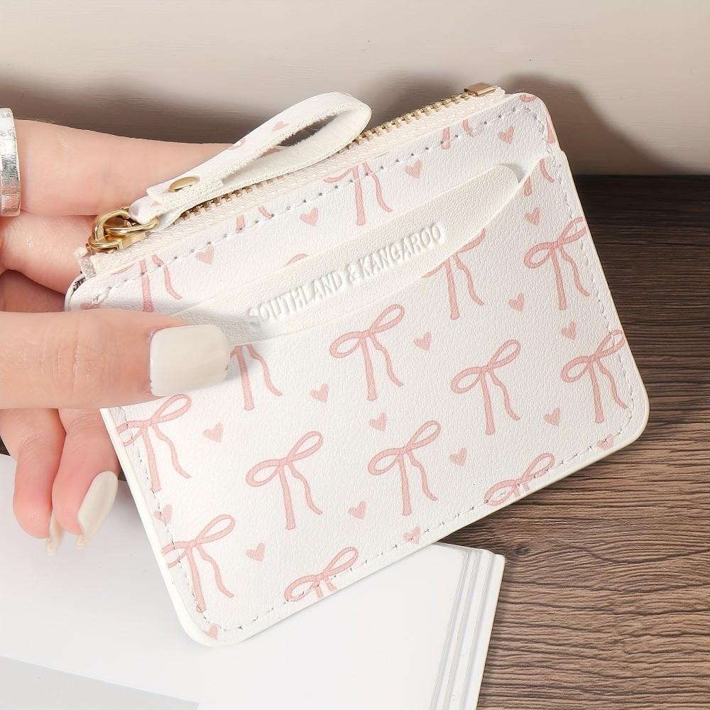 New PVC Credit Card Holder Slim Small Card Case Cute Bow Lightweight Coin Purse for Women Girls