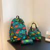 Pcs 3 Kids Backpack Large Capacity Fashion Print Dinosaur Backpack Set Nylon Spacious Interior Casual Bags For Kids  Teens