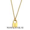 MamacitaSlay 316L Stainless Steel Ancient Letters Engaged Lock Pendant Necklace 18K Gold Plated Waterproof Neck Jewelry Gift
