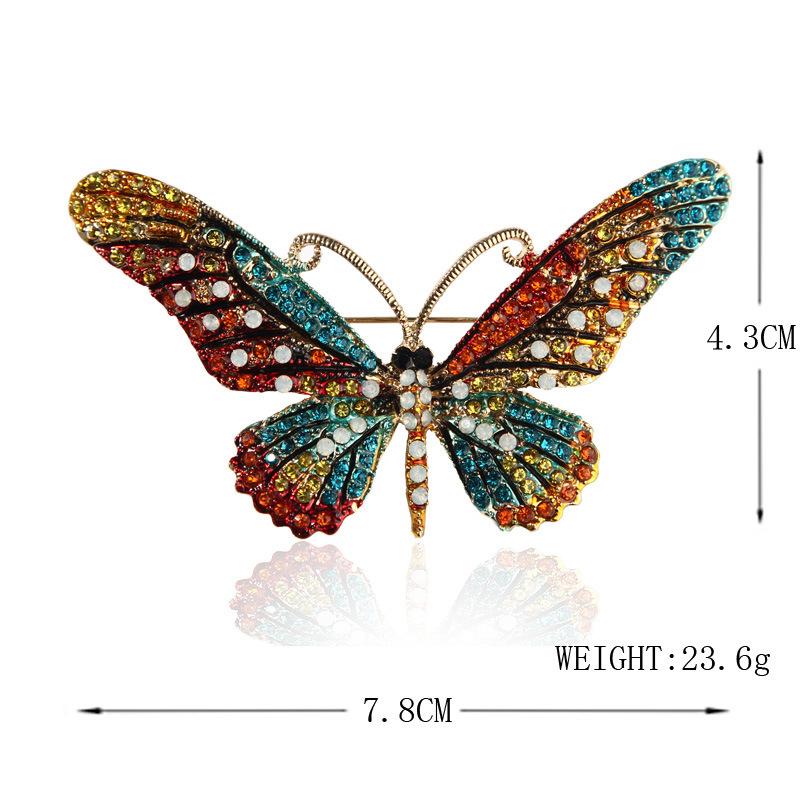 Stylish Simple Diamond Enamel Full Diamond Butterfly Brooch Pin Women'S Clothing Pin Accessories