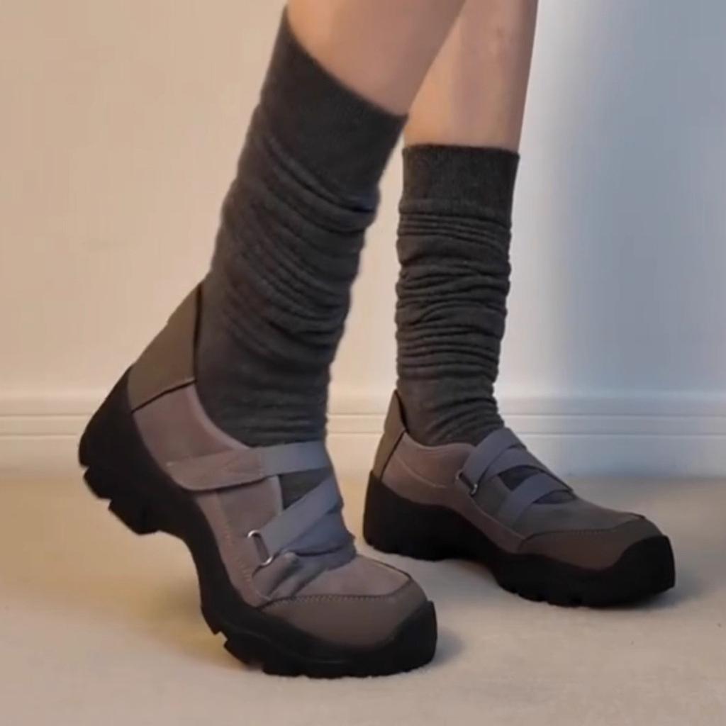 Leather version~ retro Velcro round head Mary Jane shoes children's light mouth thick heel single shoes platform casual sports shoes