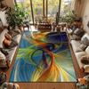 Boho Abstract Colorful Swirl Area Rug Non-Slip Washable Living Room Carpet Retro Modern Art Large Floor Mat for Bedroom Playroom