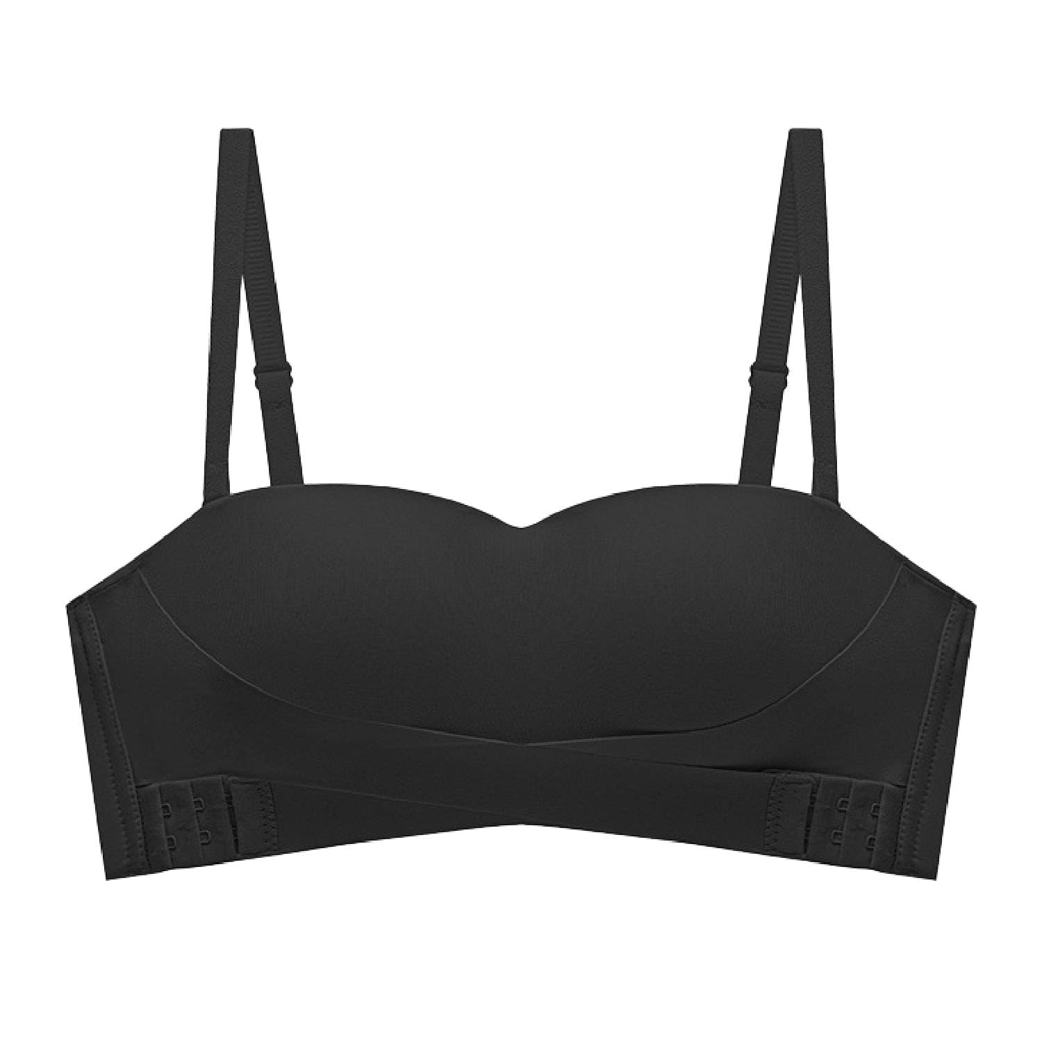 

Бюстгальтер без бретелей, без косточек, с расширенной грудью, скрытый, натуральный, поддерживающий, подходит для размеров [JETSO 4U] Бюстгальтер, Женский бюстгальтер пуш-ап, Кольца, Нескользящее покрытие, Чашки, Бретели, чёрный