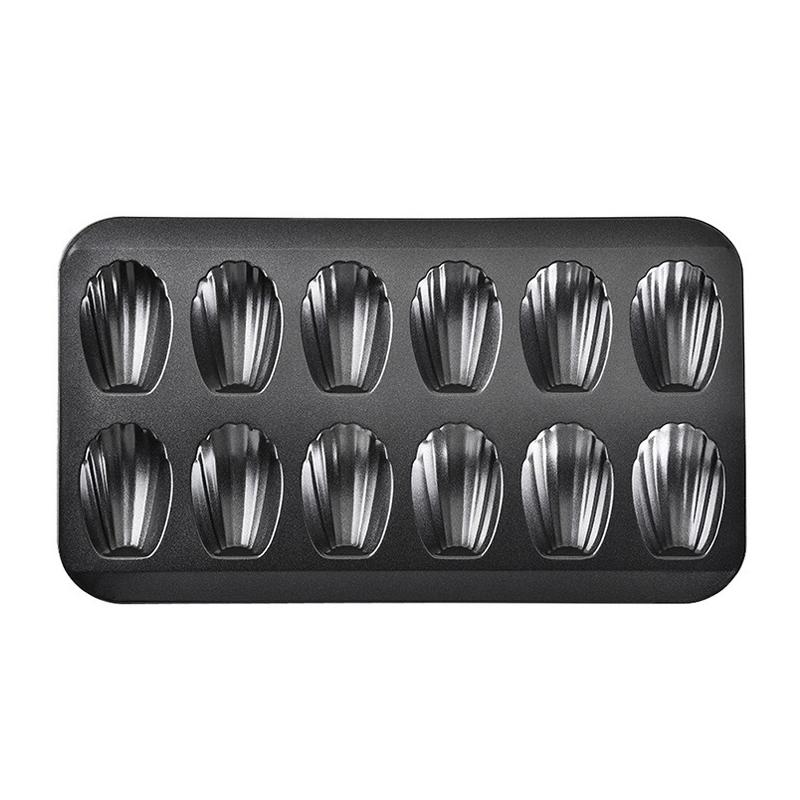6-Loch/12-Loch Madeleine Antihaft-Kohlenstoffstahl Kuchenform Französische Muschelförmige Gebäckform 3D Keksstempel