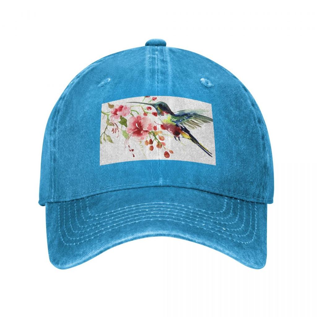 Hummingbird and Flowers Baseball Cap Snap Back Hat Custom Caps Designer Hat Custom Cap Unisexs Luxury Womens
