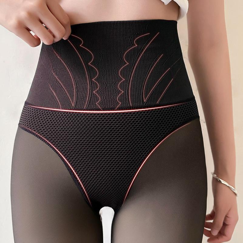 Dame med høy midje Magekontroll Butt Lift Leggings Fake Translucent Skin Tights Vinterstrømpebukse 2 Style
