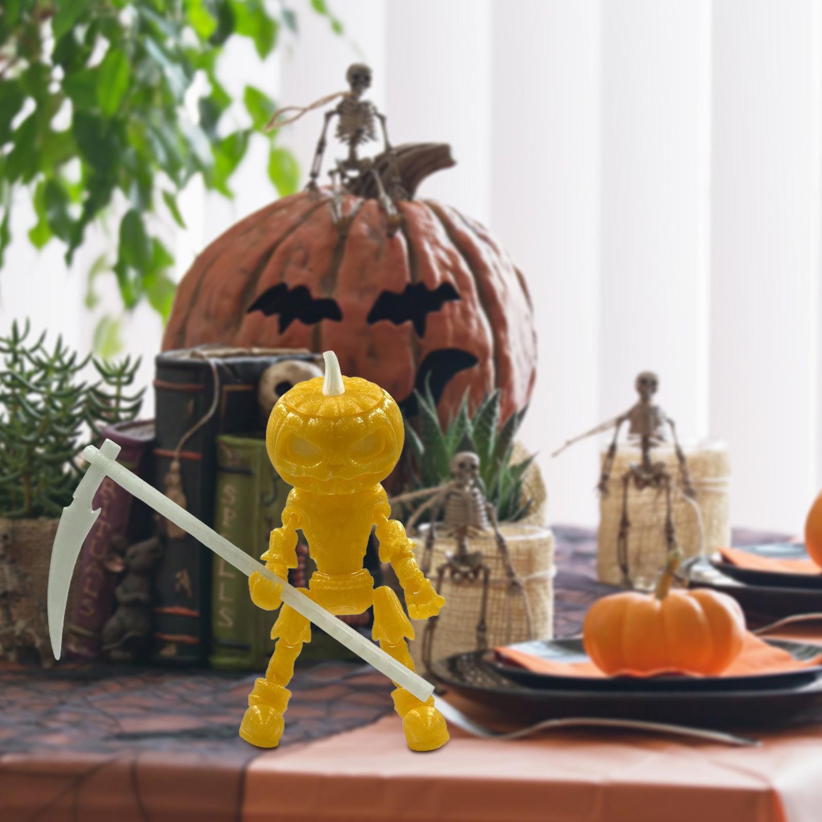 

Украшения в виде черепов из тыкв на Хэллоуин с подвижными суставами и светящимися праздничными украшениями для сада One Size жёлтый