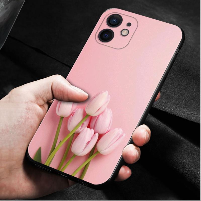 Handyhülle für Apple Iphone 14 13 12 11 Pro Max 13 12 Mini Xs Max Xr X 7 8 6 6s Plus Cover Shell Rose Tulip Green Shoots Flowers