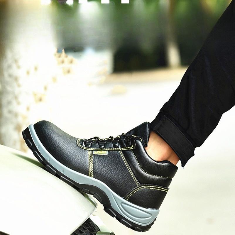Labor Insurance Shoes, Smash-proof and Puncture-proof, Four-season High-top Cowhide Work Shoes, Safety Shoes