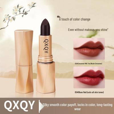 QXQY Black Velvet Matte Lipstick: Silky, Long-Lasting, Waterproof, Bean Paste Color for Autumn/Winter.