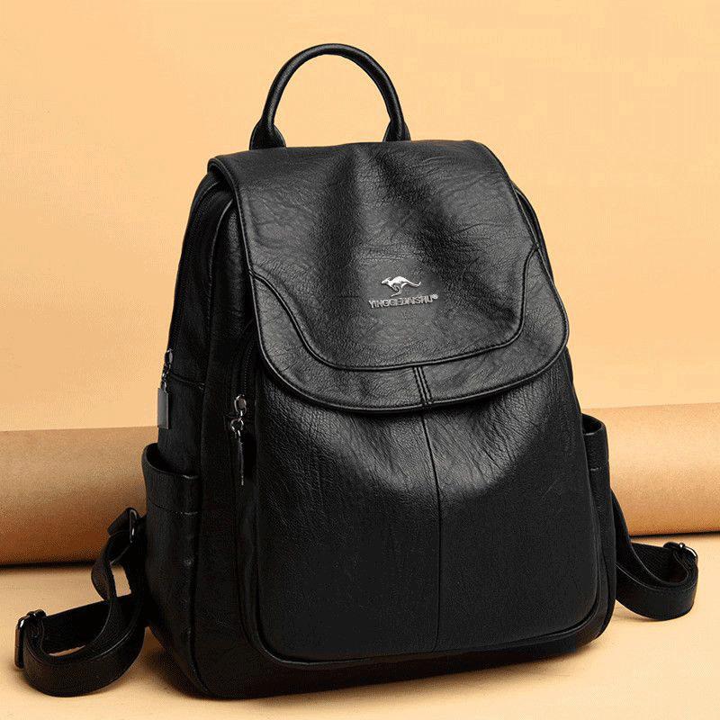 

Backpack women s 2025 new leather texture fashionable versatile backpack women s large-capacity travel bag чёрный