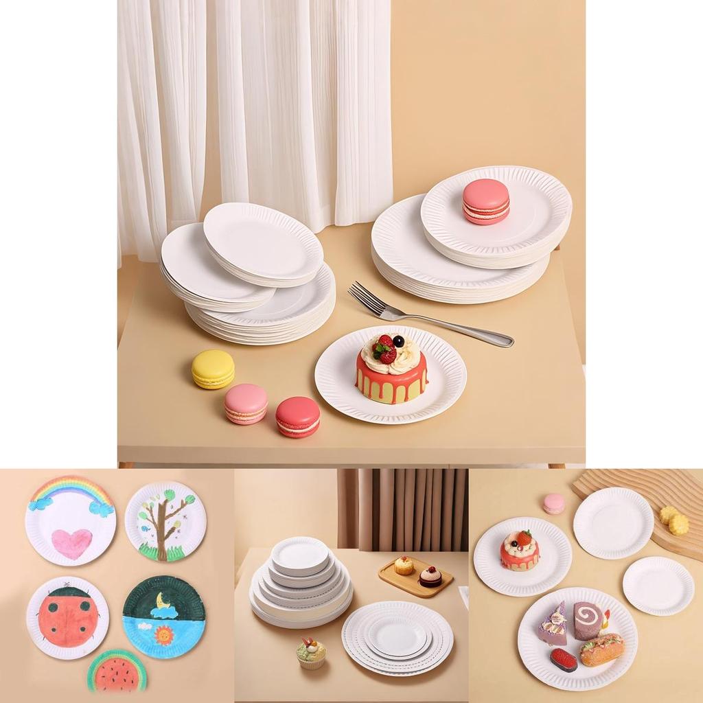 Disposable Paper Plate Set For Kid Diy Craft Art Activities With Round Shape For Classroom Use