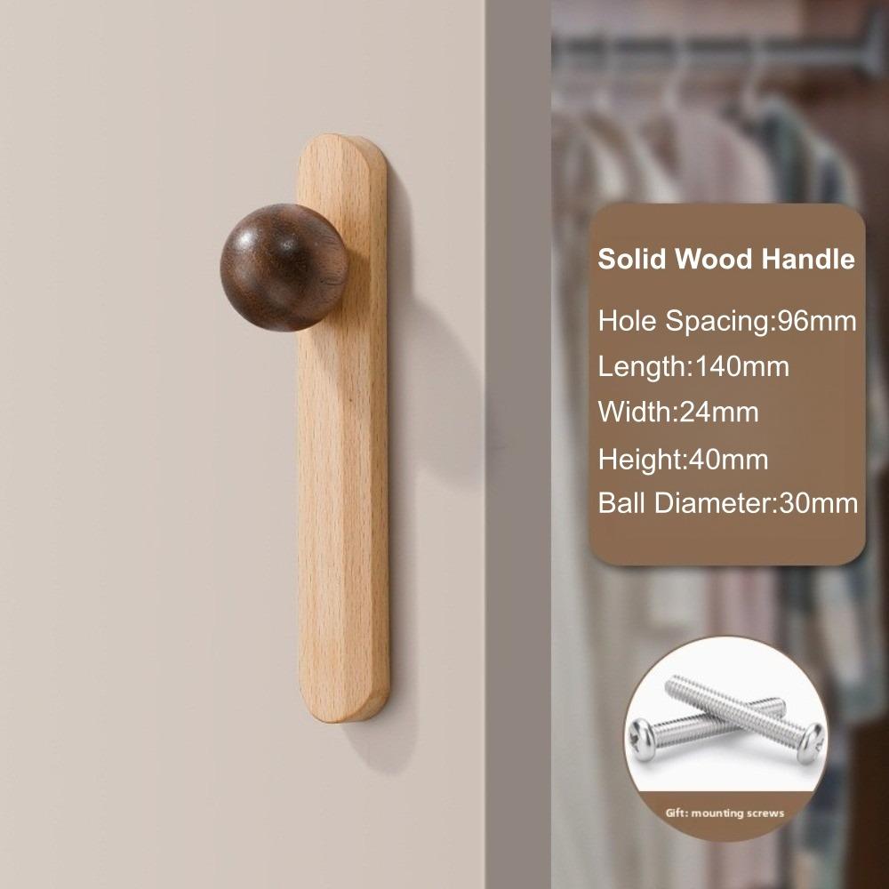 New Nordic Style Cabinet Handles Round Shape Walnut Wood Drawer Pulls 96mm Eco-Friendly Wardrobe Handles Home Decor
