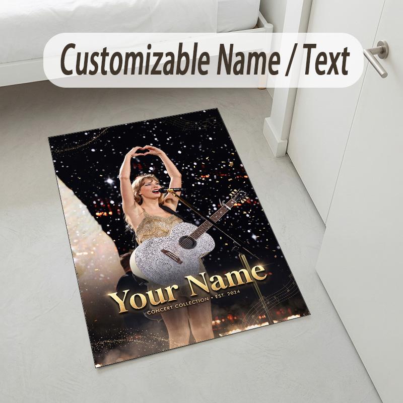 Personalized Crystal Velvet Carpet,Taylor Swift Custom Printed Name, Plush Area Rug For Home Indoor Decor