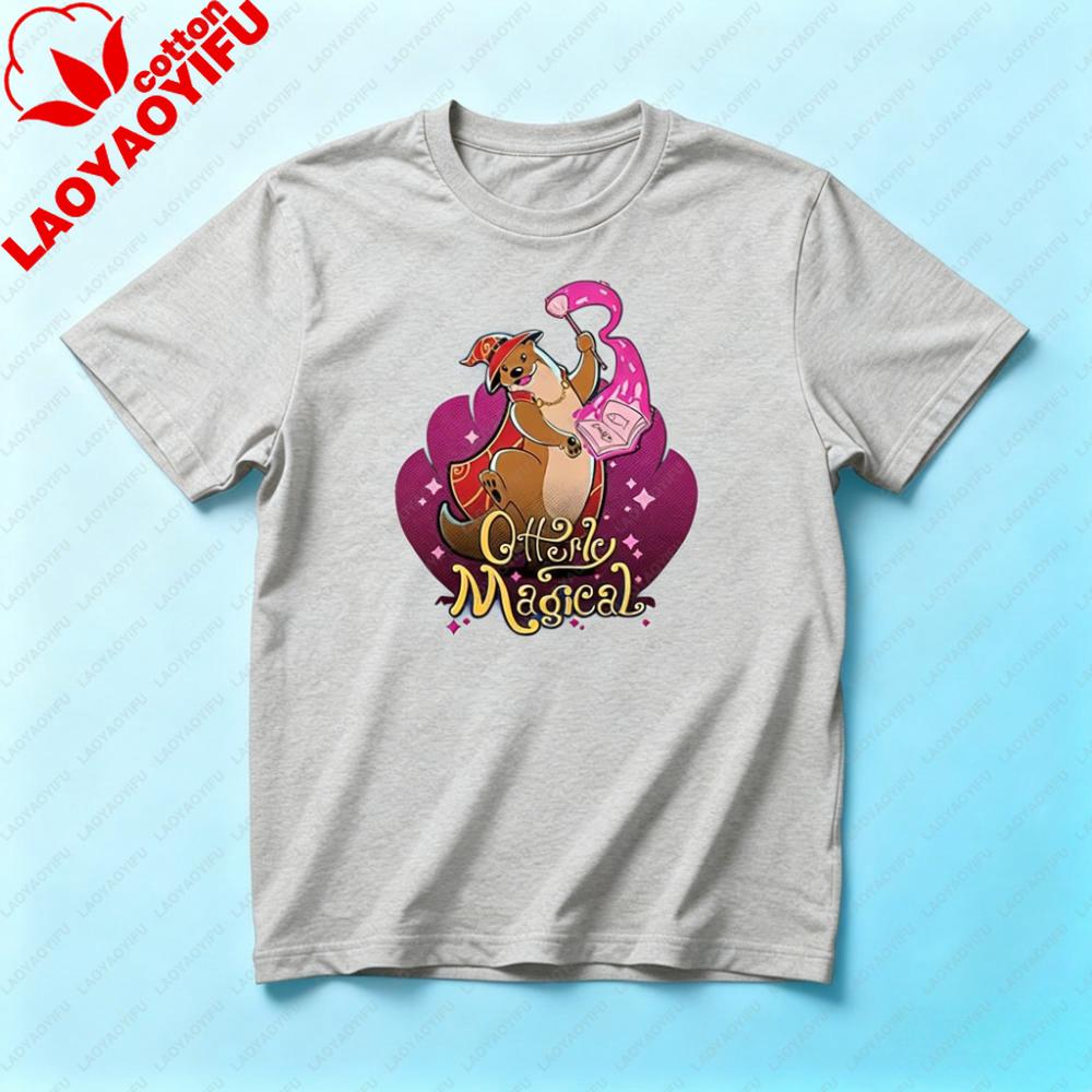 Otterly Magical T-Shirt Funny Cute Enchanter Otter Creative Design Tshirt Unique Magic Enthusiast Shirt Menunisex Fashion Tops
