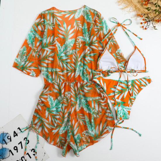 3 ks/sada Populární souprava bikin body stahovací pas Oblékací vycpávky Třídílné dámské návlekové kombinéza Krycí souprava bikin Plážové oblečení