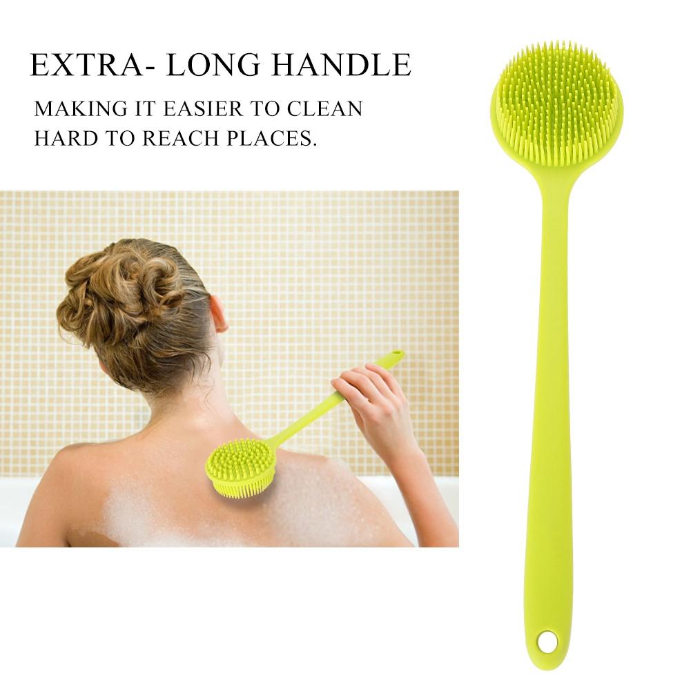 Silicone Soft Long Handle Shower Exfoliating Brush Body Scrubber Bath Shower Massage Brush
